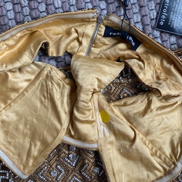 NWT Retrofête Norma Embellished Mini Cutout Dress in Gold Size Small - Picture 10 of 13
